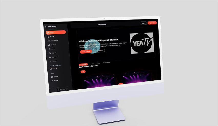 Soul Capone Records music streaming platform interface